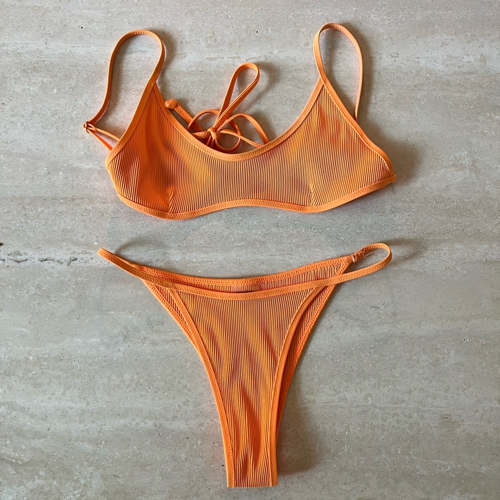 Kulani Kinis Orange Ribbed Bikini